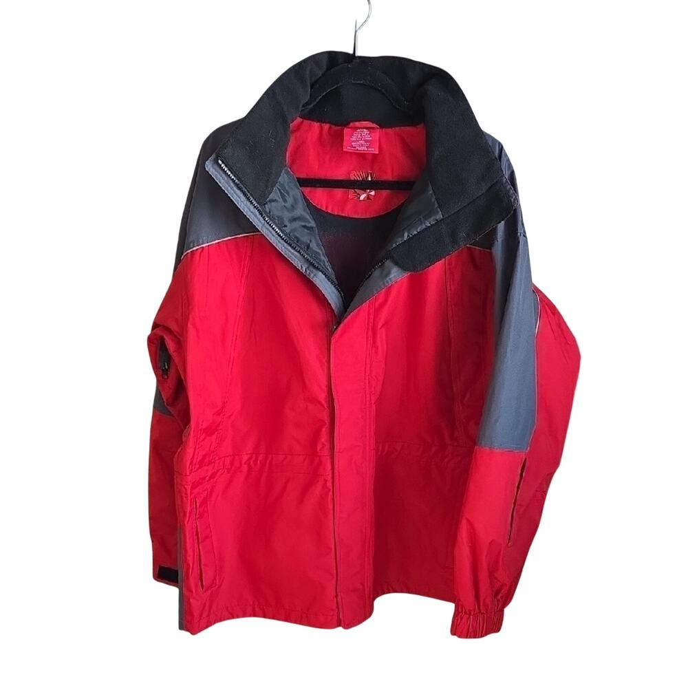 Vintage Marlboro Adventure Team Red and Black Hooded Waterproof Jacket Men Large